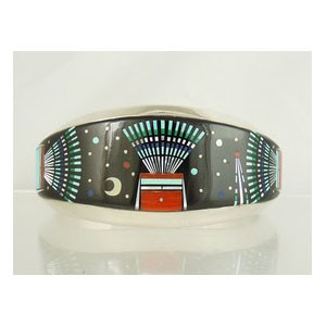 Micro Inlay Night Scene Bracelet by Ervin Tsosie Micro Inlay Night Scene Bracelet by Ervin Tsosie