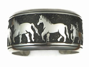 Sterling Silver Large Horse Bracelet by Tommy Singer, Navajo