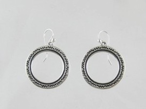 Sterling Silver Stamped Circle Earrings