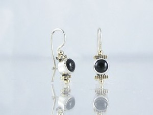 14k Gold & Silver Onyx Earrings