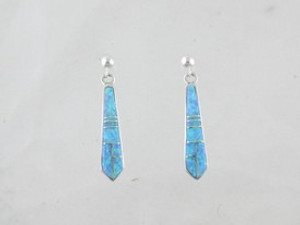 Sterling Silver Blue Opal Inlay Earrings (ER0460)