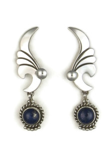 Silver Lapis Dangle Earrings by Navajo Fritson Toledo