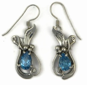 Sterling Silver Blue Topaz Earrings by Les Baker