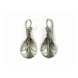 12k Gold & Sterling Silver Feather Earrings by Lena Platero, Navajo (ER5005)