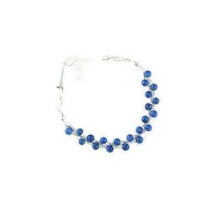 Liquid Silver Lapis Bead Bracelet (LSBR049-L1)