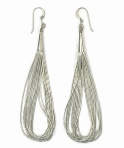 10 Strand Liquid Silver Earrings 3 1/2" (LSER10-3.5) 