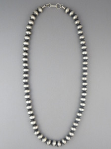 Antiqued Sterling Silver 8mm Bead Necklace 30"