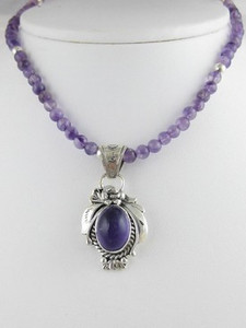 Sterling Silver Amethyst Bead Necklace (NK0302) Sterling Silver Amethyst Bead Necklace (NK0302)