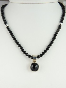 Silver Onyx Bead Necklace