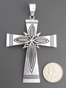 Sterling Silver Overlay Cross Pendant by Steven Begay