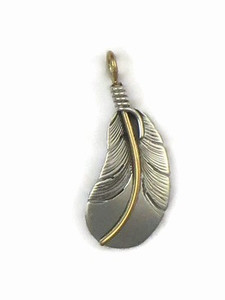 12k Gold & Sterling Silver Feather Pendant (PD5005) 