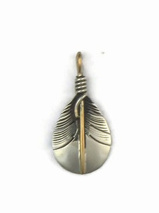 12k Gold & Sterling Silver Feather Pendant by Lena Platero, Navajo (PD5007)