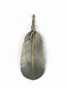 12k Gold & Sterling Silver Feather Pendant by Lena Platero, Navajo (PD5013) 