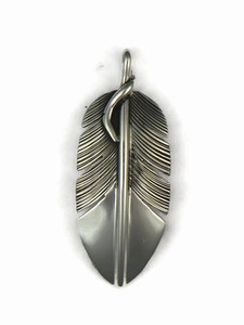 Sterling Silver Feather Pendant by Lena Platero, Navajo (PD5014) 