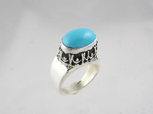 Sleeping Beauty Turquoise Gallery Wire Ring Size 7