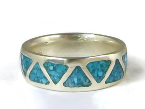 Turquoise Chip Inlay Ring Size 8