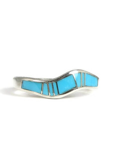 Turquoise Inlay Wave Ring Size 9 (RG3816-S9)