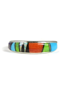 Multi Gemstone Inlay Band Ring Size 9 (RG3818)