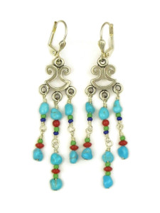 Turquoise, Coral, Lapis & Gaspeite Beaded Earrings with Lever Backs Turquoise, Coral, Lapis & Gaspeite Beaded Earrings with Lever Backs