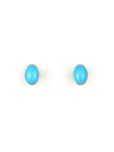 Sleeping Beauty Turquoise Oval Stud Earrings by Angela Martin Sleeping Beauty Turquoise Oval Stud Earrings by Angela Martin