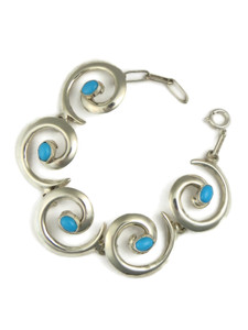 Sleeping Beauty Turquoise Silver Swirl Link Bracelet by Mildred Parkhurst (BR4329)