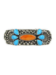 Sleeping Beauty Turquoise & Spiny Oyster Shell Cuff Bracelet by Darryl Becenti (BR6245)