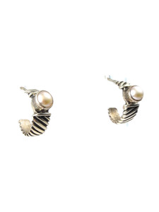 Silver Pearl Hoop Earrings by Raymond Coriz (ER5369) Silver Pearl Hoop Earrings by Raymond Coriz (ER5369)