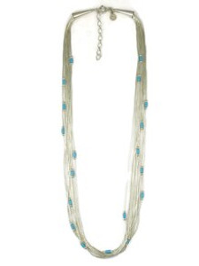 10 Strand Liquid Silver Turquoise Heishi Necklace - Adjustable Length 18" - 20" (LSNK10TQ-18) 10 Strand Liquid Silver Turquoise Heishi Necklace - Adjustable Length 18" - 20" (LSNK10TQ-18)