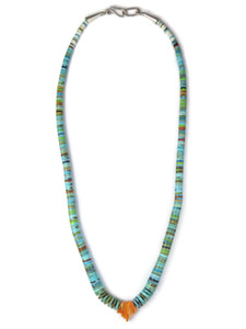 Turquoise & Spiny Oyster Shell Jacla Necklace (NK4745) Turquoise & Spiny Oyster Shell Jacla Necklace (NK4745)