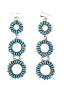 Turquoise Petit Point Dangle Earrings 4" by Milburn Dishta (ER5571) Turquoise Petit Point Dangle Earrings 4" by Milburn Dishta (ER5571)