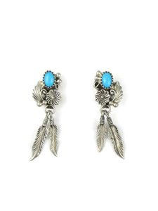 Sleeping Beauty Turquoise Feather Earrings (ER5598) Sleeping Beauty Turquoise Feather Earrings (ER5598)