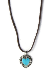 Turquoise Heart Pendant Necklace by Philbert Secatero (PD4277) Turquoise Heart Pendant Necklace by Philbert Secatero (PD4277)