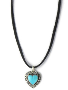 Turquoise Heart Pendant Necklace by Philbert Secatero (PD4278) Turquoise Heart Pendant Necklace by Philbert Secatero (PD4278)
