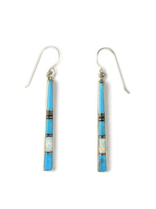 Turquoise, Jet & Opal Inlay Earrings by Rick Julius (ER5662)
