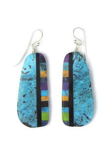 Turquoise & Gemstone Inlay Slab Earrings (ER5796) Turquoise & Gemstone Inlay Slab Earrings (ER5796)