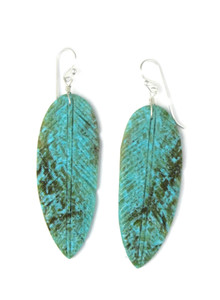 Turquoise Feather Slab Earrings (ER5929) Turquoise Feather Slab Earrings (ER5929)