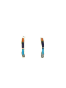 Multi Gemstone Inlay Hoop Earrings (ER5939) Multi Gemstone Inlay Hoop Earrings (ER5939)