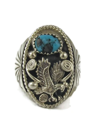 Handcrafted sterling silver Kingman Rings feature vibrant turquoise stones.