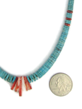 Turquoise Heishi & Spiny Oyster Shell Jacla Necklace by Ronald