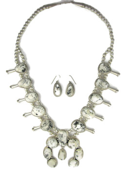 White Buffalo Squash Blossom Necklace Set (NK5563)