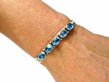 Sterling Silver Blue Topaz Bracelet By D Wylie Navajo