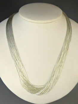 30 Strand Liquid Silver Necklace 20 Inch Adjustable Length
