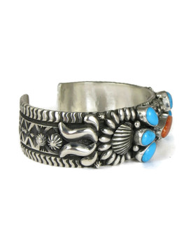 Sleeping Beauty Turquoise & Spiny Oyster Shell Cuff Bracelet by