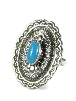 Sleeping Beauty Turquoise Concho Ring Size 6 (RG6023-S6)