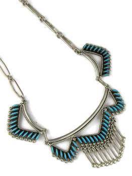 Turquoise Needle Point Necklace Set by Zuni, Stewart Nakatewa