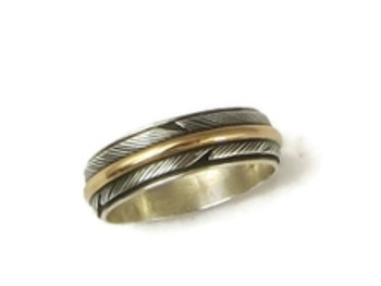 14k Gold Sterling Silver Band Ring Size 8 by Bruce Morgan (RG1790)