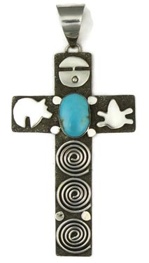 silver turquoise cross