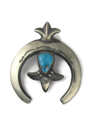 Navajo Harrison Bitsue ビッグクロス　ペンダントトップ Kingman Turquoise Naja Pendant by Harrison Bitsue (PD5070)