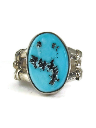 Kingman Turquoise & Sterling Silver Navajo Ring Size 6.5 (RG9588)