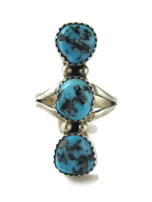 Kingman Turquoise & Sterling Silver Navajo Ring Size 6.75 (RG9590)
